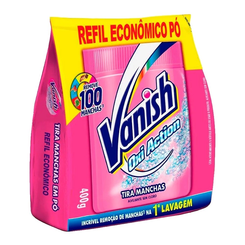 Alvejante Vanish em Pó Cristal Pink Refil Econômico 400g - Embalagem com 24 Unidades