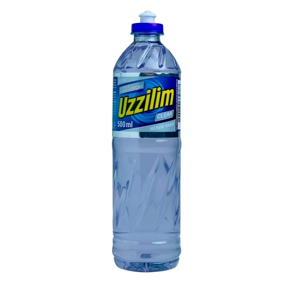 Detergente Uzzilim Lava Louças Clear 500ml - Embalagem com 24 Unidades