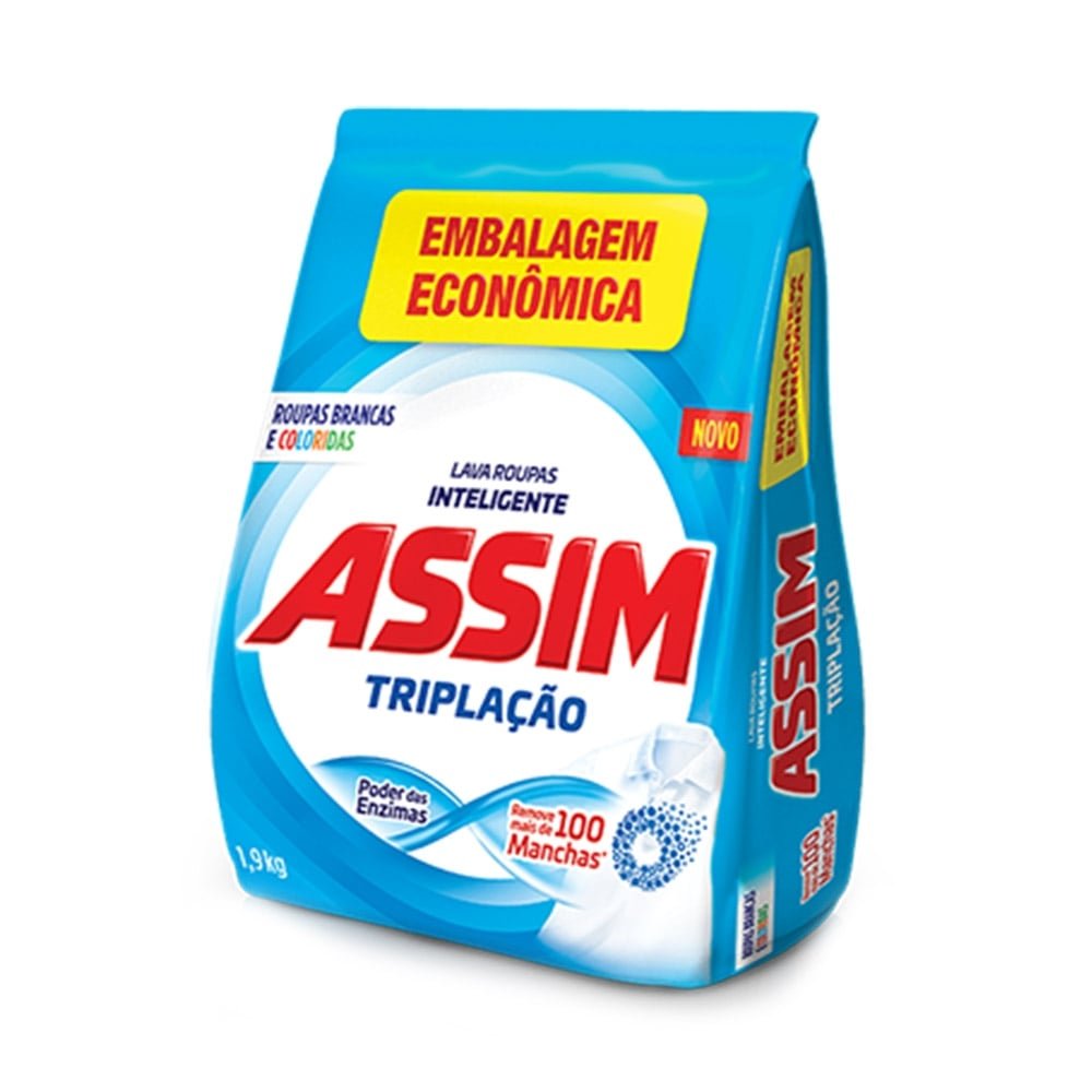 Sabão em Pó Assim Triplação 1,9Kg Embalagem com 10 Unidades eFácil Sabão em Pó Assim Triplação 1,9Kg Embalagem com 10 Unidades eFácil