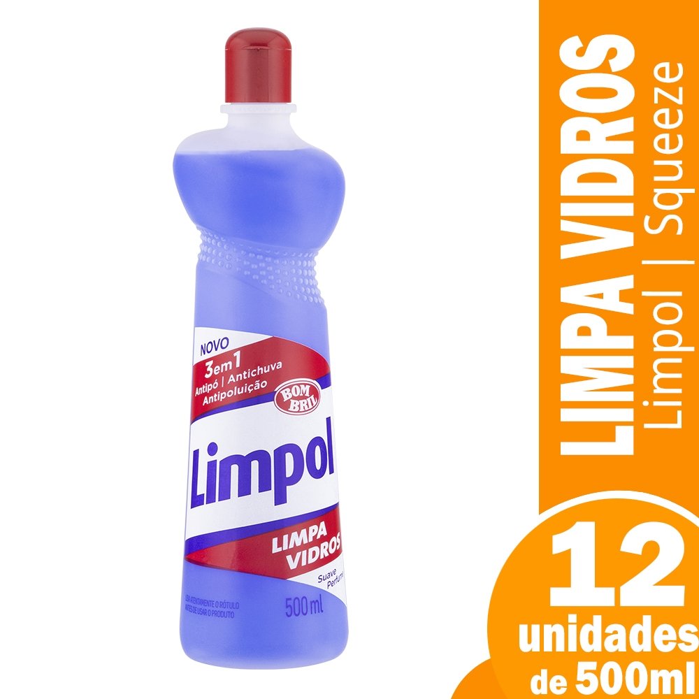 Limpa Vidros Limpol Squeeze 500ml Embalagem com 12 Unidades