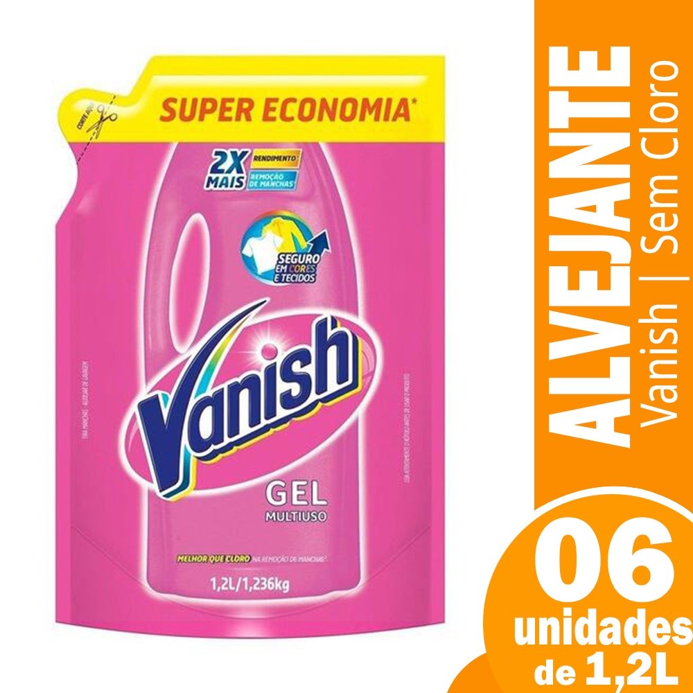 Alvejante sem Cloro Vanish Pink 1,2L - Embalagem com 6 Unidades