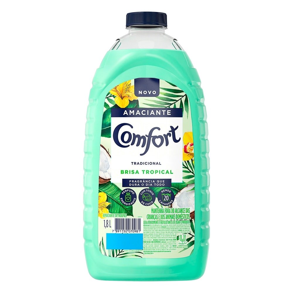 Amaciante Comfort Diluído Tradicional Brisa Tropical 1,8L - Embalagem com 6 Unidades