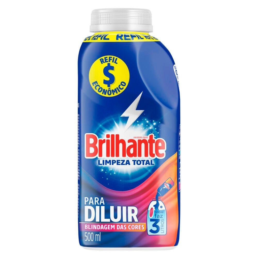Sabão Líquido Brilhante para Diluir Limpeza Total Refil 500ml - Embalagem com 12 Unidades