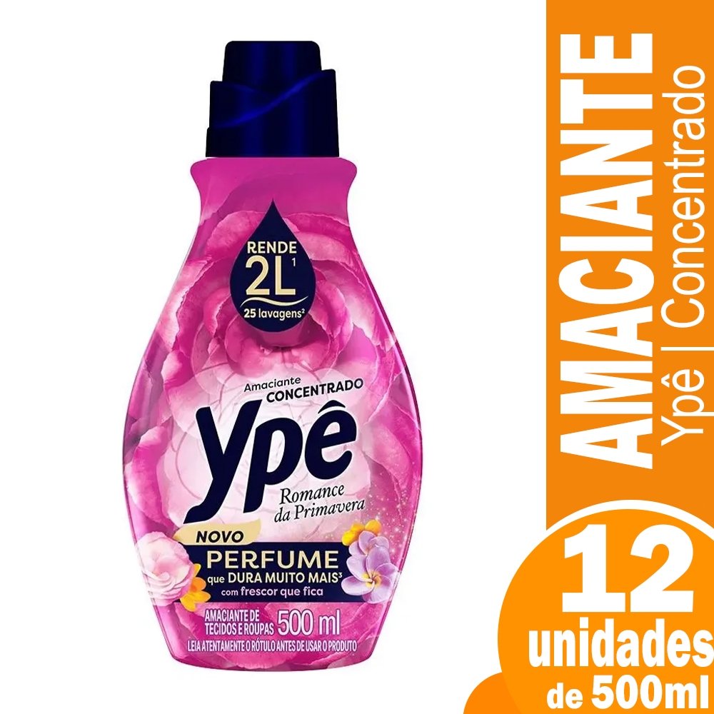 Amaciante Ypê Concentrado Pink 500ml Embalagem com 12 Unidades