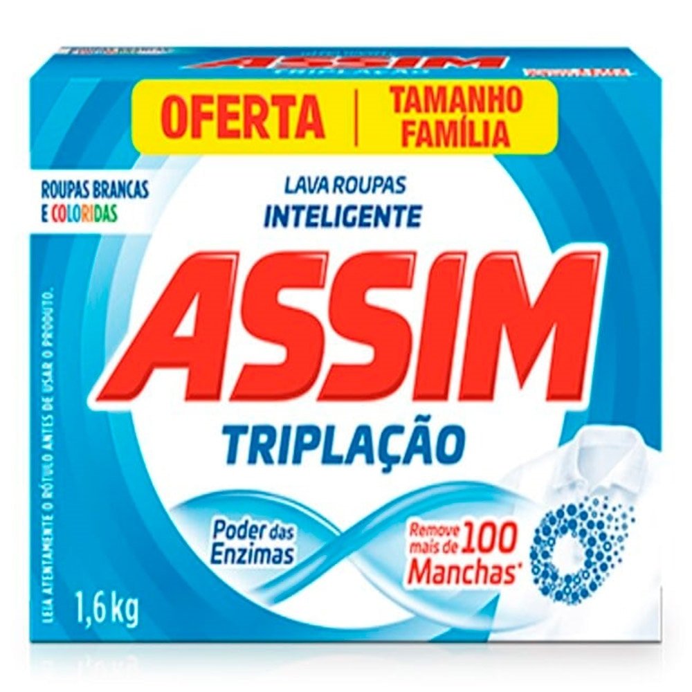 Sabão em Pó Assim Triplação 1,6Kg Embalagem com 9 Unidades eFácil Sabão em Pó Assim Triplação 1,6Kg Embalagem com 9 Unidades eFácil