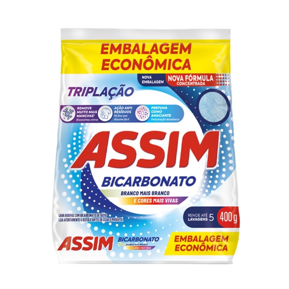 Sabão em Pó Assim Triplação 400g - Embalagem com 24 Unidades