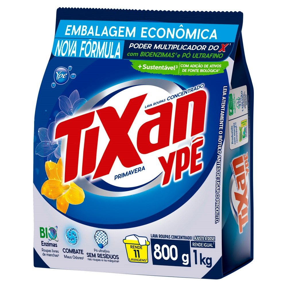 Sabão em Pó Tixan Ypê Primavera 800g - Embalagem com 20 Unidades