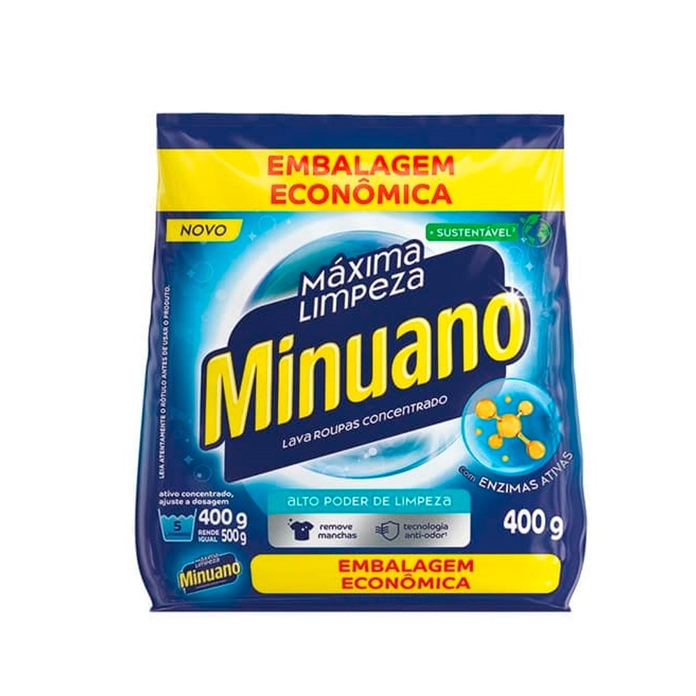 Sabão em Pó Minuano Azul Bag 400 Grs - Embalagem com 24 Unidades