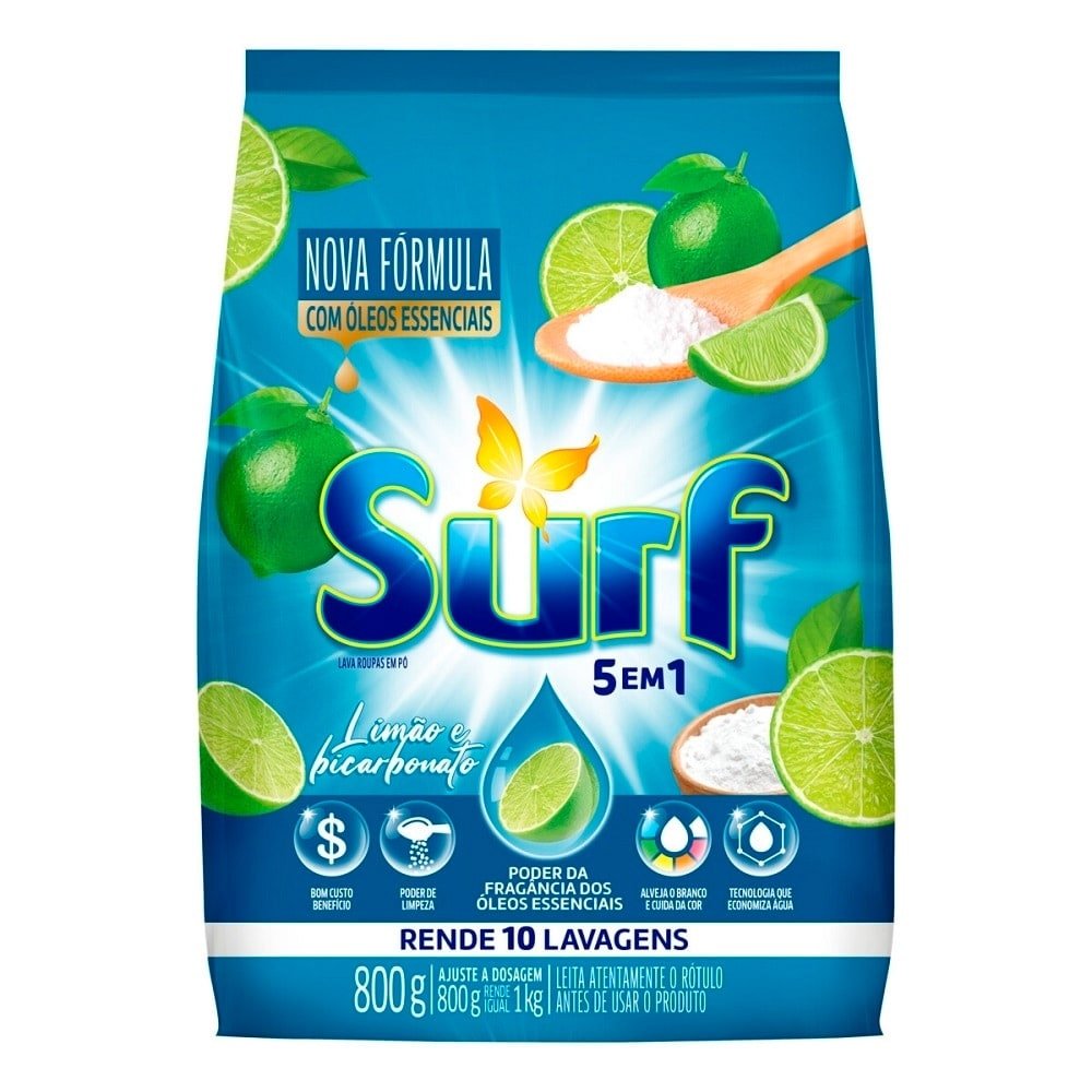 Sabão em Pó Surf Limão e Bicarbonato 16x800g