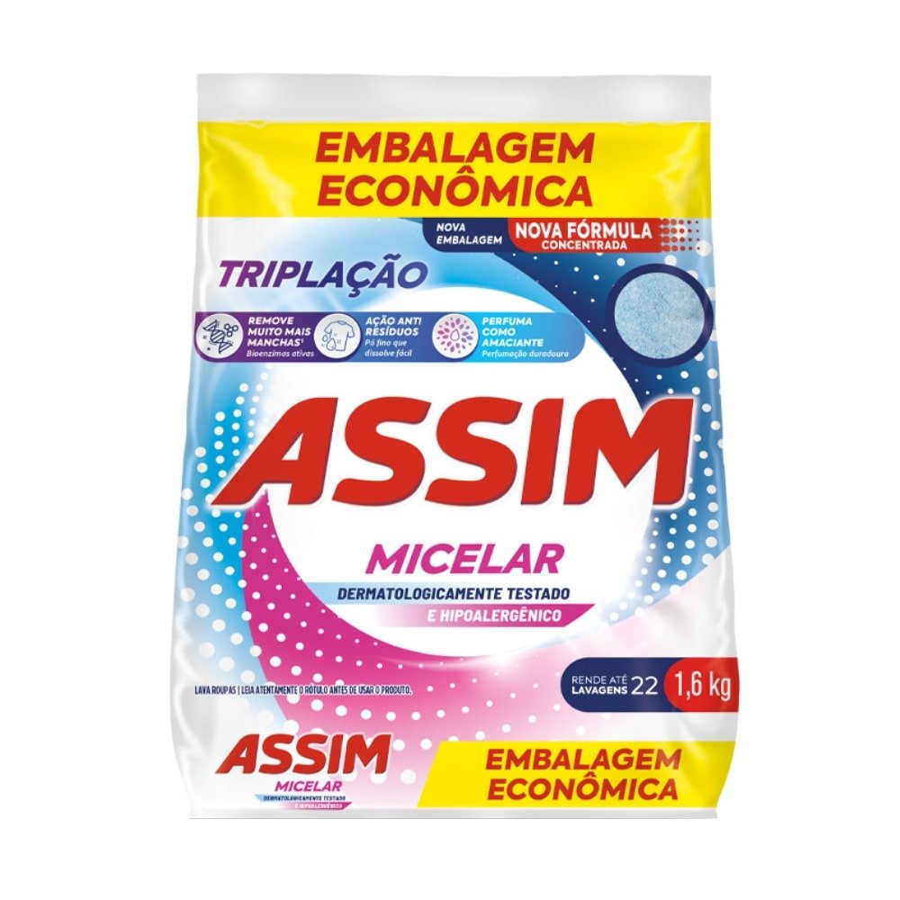 Sabão em Pó Assim Triplação Floral BAG 1,6kg Embalagem com 10 Unidades eFácil Sabão em Pó Assim Triplação Floral BAG 1,6kg Embalagem com 10 Unidades eFácil