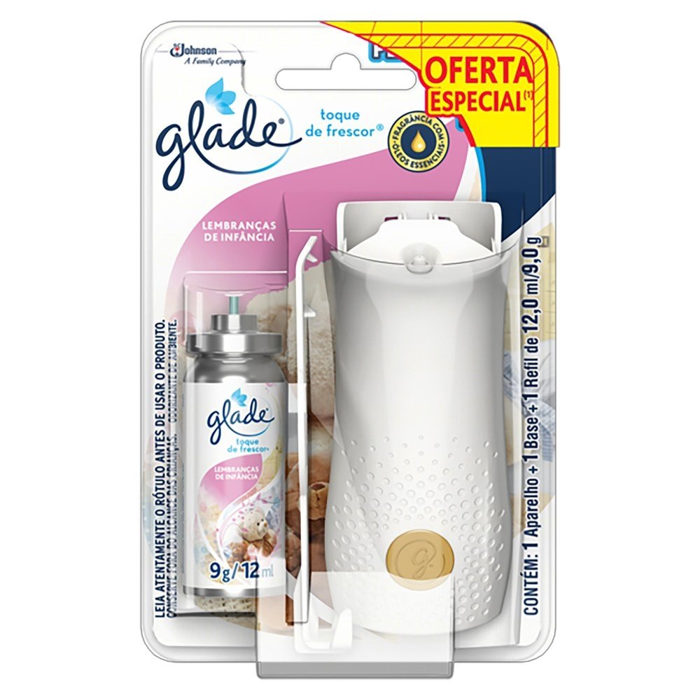 Purificador de Ar Glade Toque Frescor Aparelho + Refil Lembrança Infância 12ml