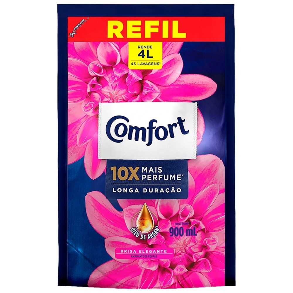 Amaciante Comfort Concentrado Brisa Elegante Sachê 900ml - Embalagem com 12 Unidades