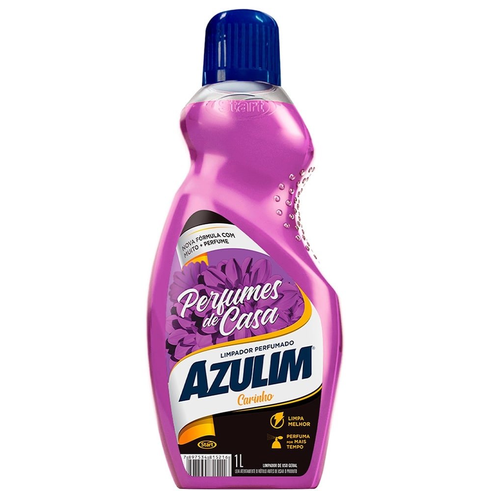 Limpador perfumado Azulim Carinho 1 Litro - Embalagem com 12 Unidades