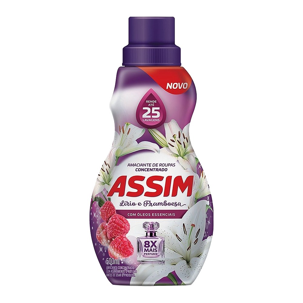 Amaciante Concentrado Assim Lírio e Framboesa 500ml - Embalagem com 12 Unidades