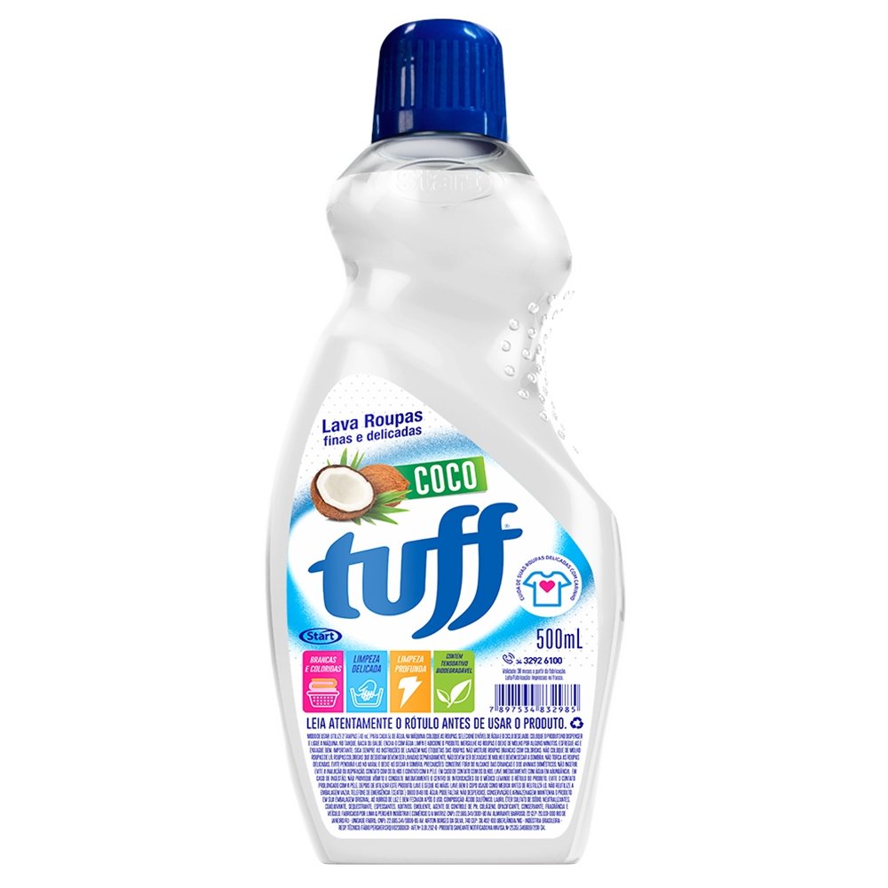 Sabão Líquido Tuff Lava Roupas Finas Delicadas Coco 500ml - Embalagem com 12 Unidades