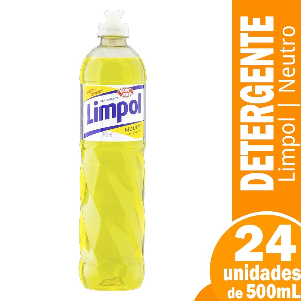 Detergente Neutro 500ml - Embalagem com 24 Unidades- Limpol