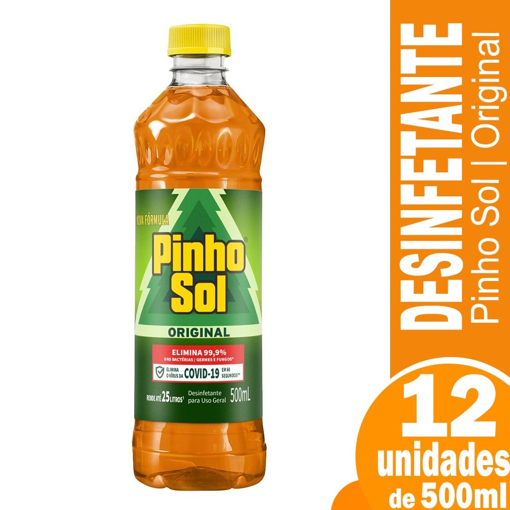 Desinfetante Pinho Sol Original 500ml Embalagem com 12 Unidades