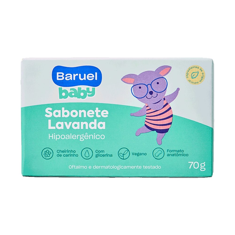 Sabonete Baruel Baby Lavanda 70g - Embalagem com 12 Unidades