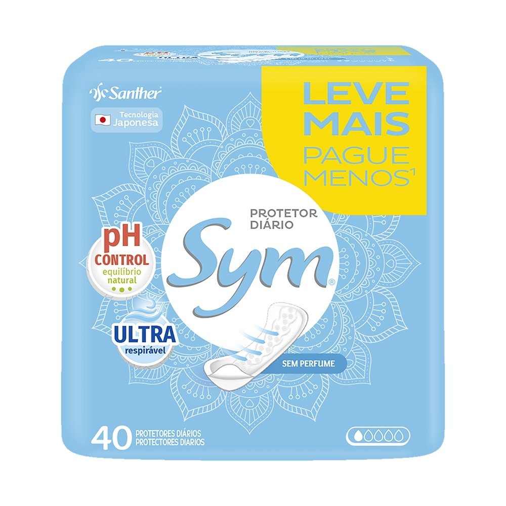 Absorvente Sym Protetor Diário sem Perfume Embalagem com 40 Unidades