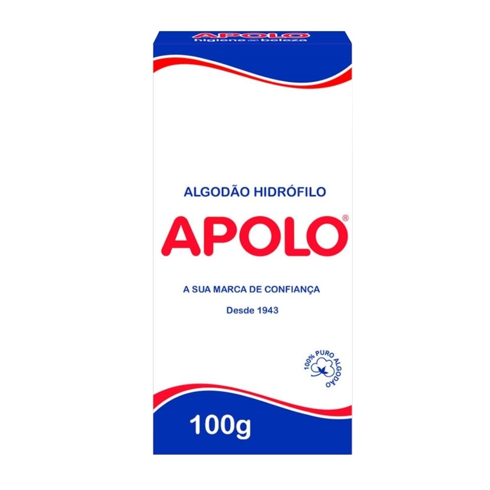 Algodão Apolo Hidrófilo 100g Embalagem com 10 Unidades