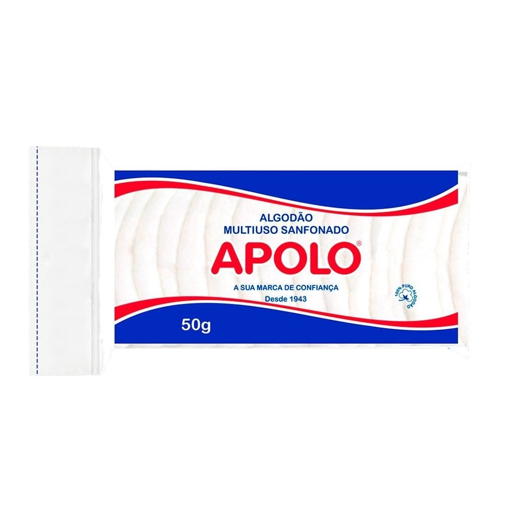 Algodão Apolo Sanfonado Hidrófilo 50g Embalagem com 20 Unidades