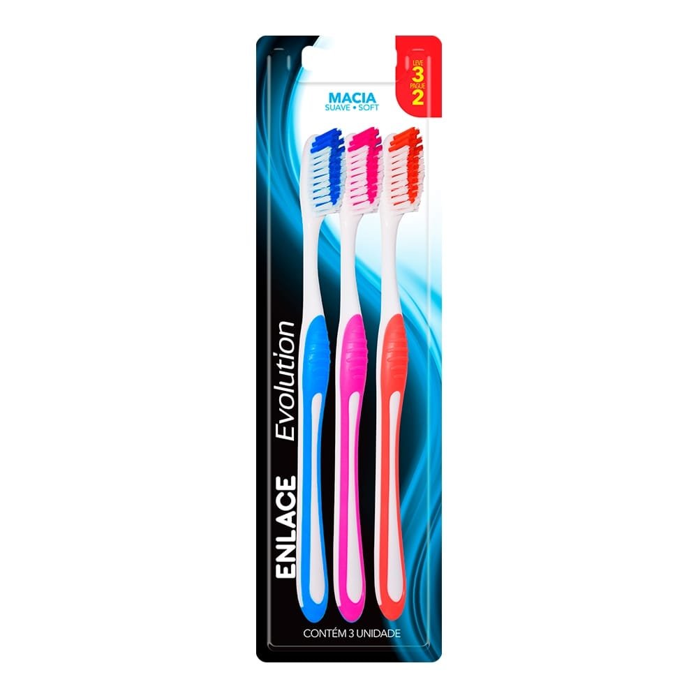 Escova Dental Enlace Evolution Macia - Embalagem com 12 Unidades