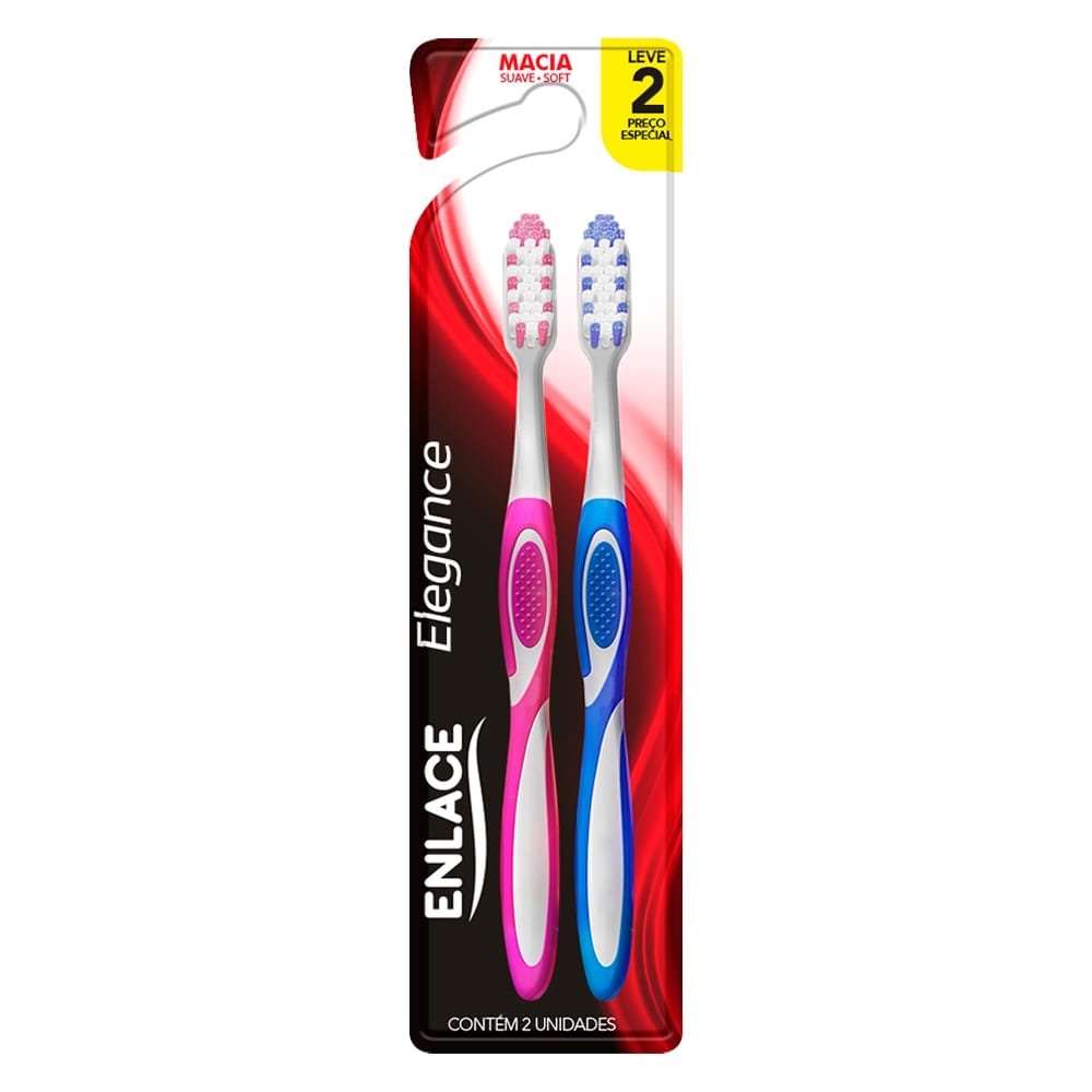 Escova Dental Enlace Elegance Adulta Macia - Embalagem com 12 Unidades