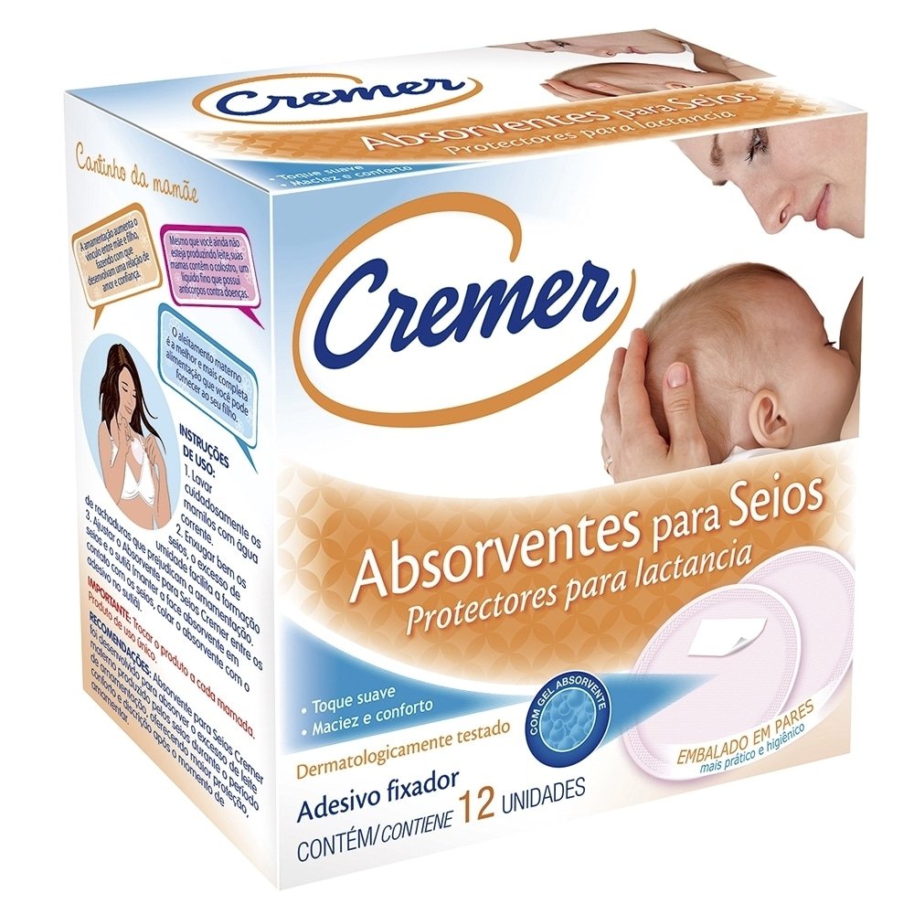 Absorvente para Seios Cremer Embalagem com 12 Unidades