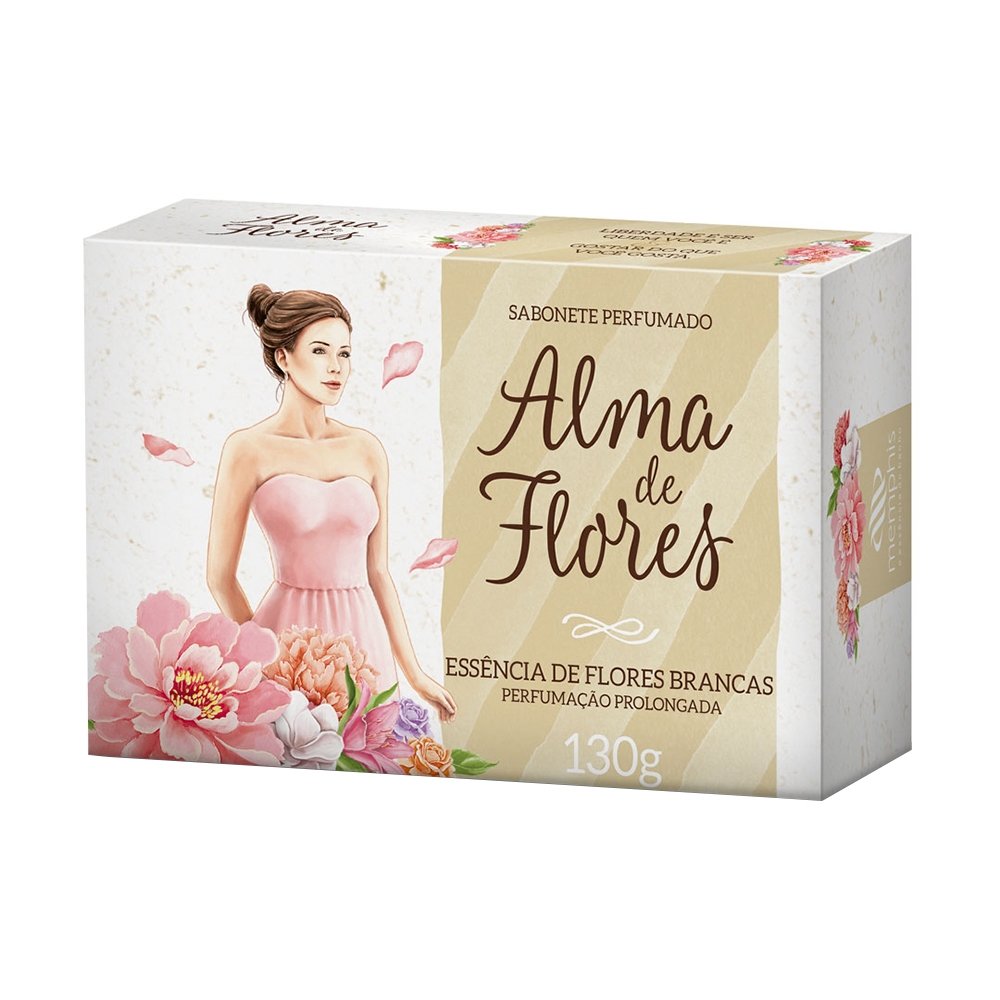 Sabonete Alma de Flores Flores Brancas 130g Embalagem com 12 Unidades