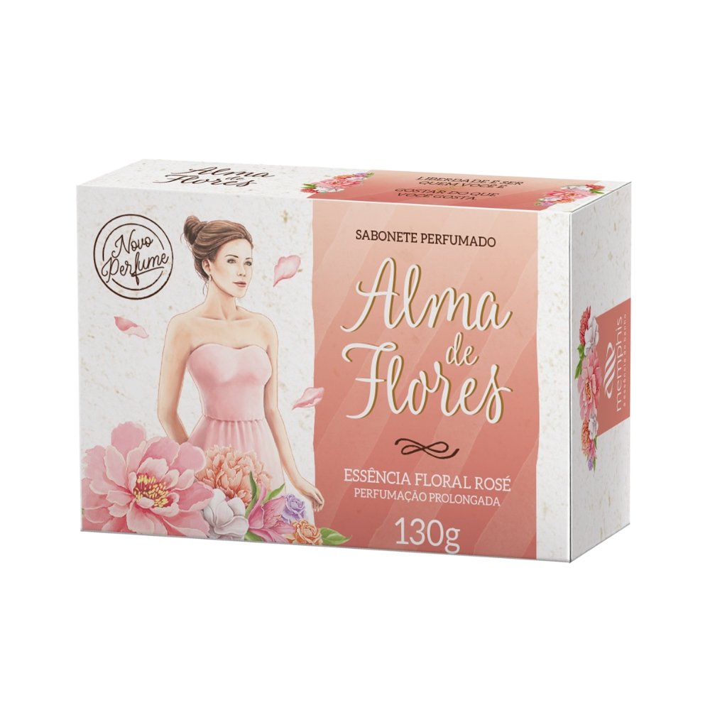 Sabonete Alma de Flores Essência Floral Rosé 130g - Embalagem com 12 Unidades