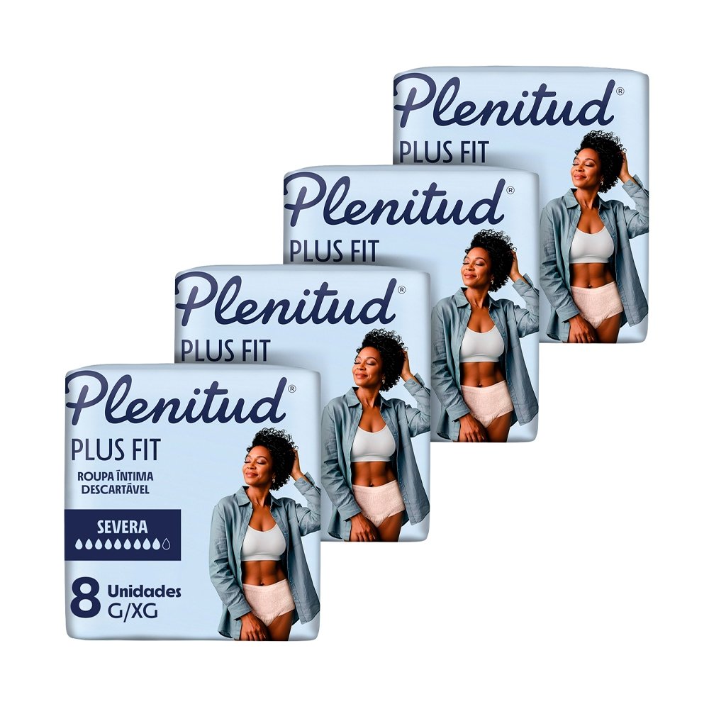 Roupa Íntima Plenitud Protect Plus Tamanho G/XG - 4 Pacotes com 8 Fraldas - Total 32 Tiras