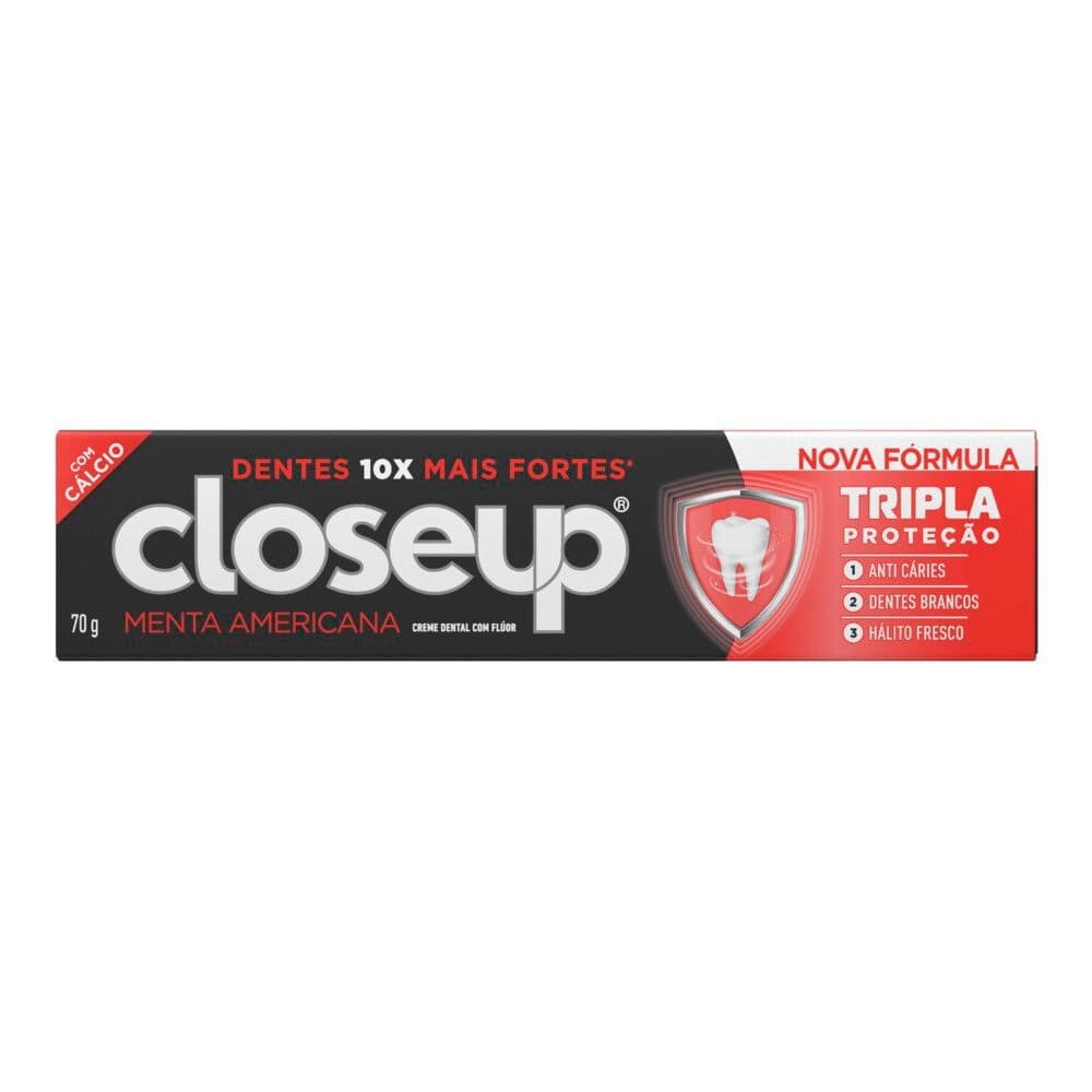Creme Dental Close Up Triple Menta Americana 70g Embalagem com 12 Unidades