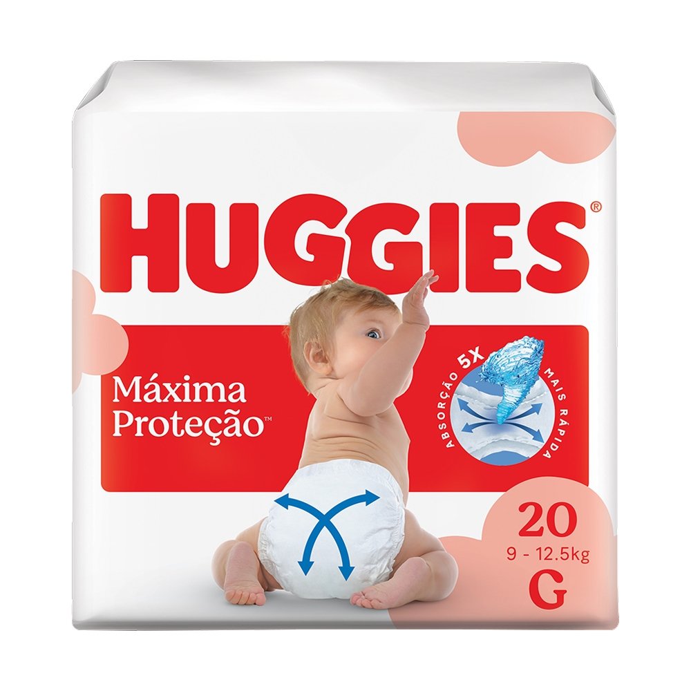 Fralda Descartável Huggies Supreme Care Jumbo Tamanho G - 9 Pacotes com 20 Fraldas - Total 180 Tiras