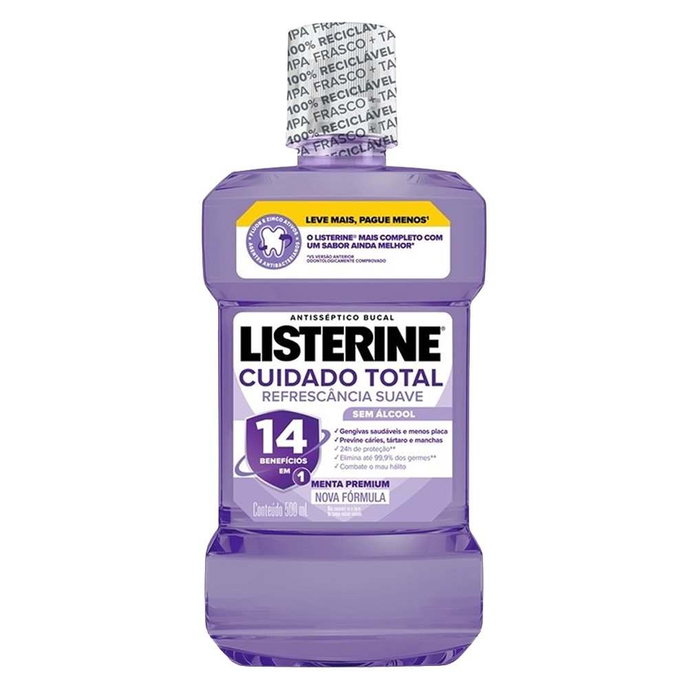 Enxaguante Bucal Listerine Cuidado Total, 14 Benefícios em 1, 500ml