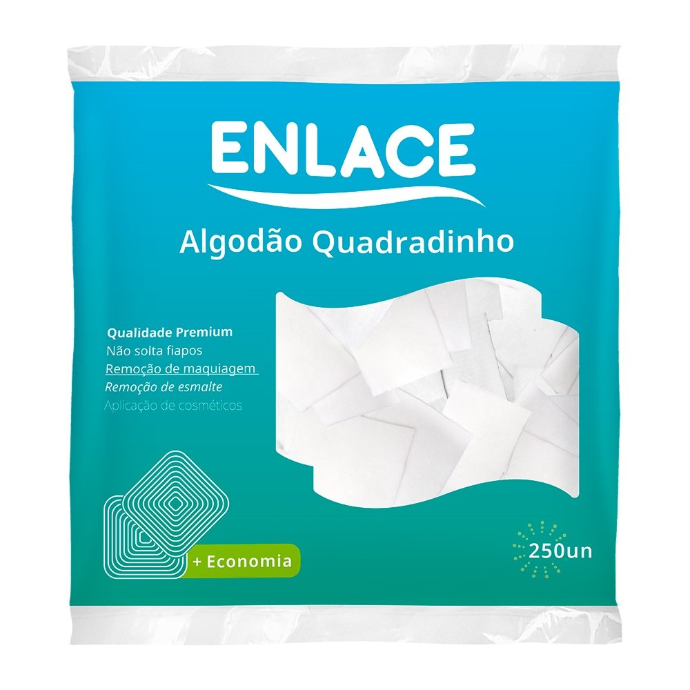 Algodão Enlace Quadradinhos Embalagem com 250 Unidades