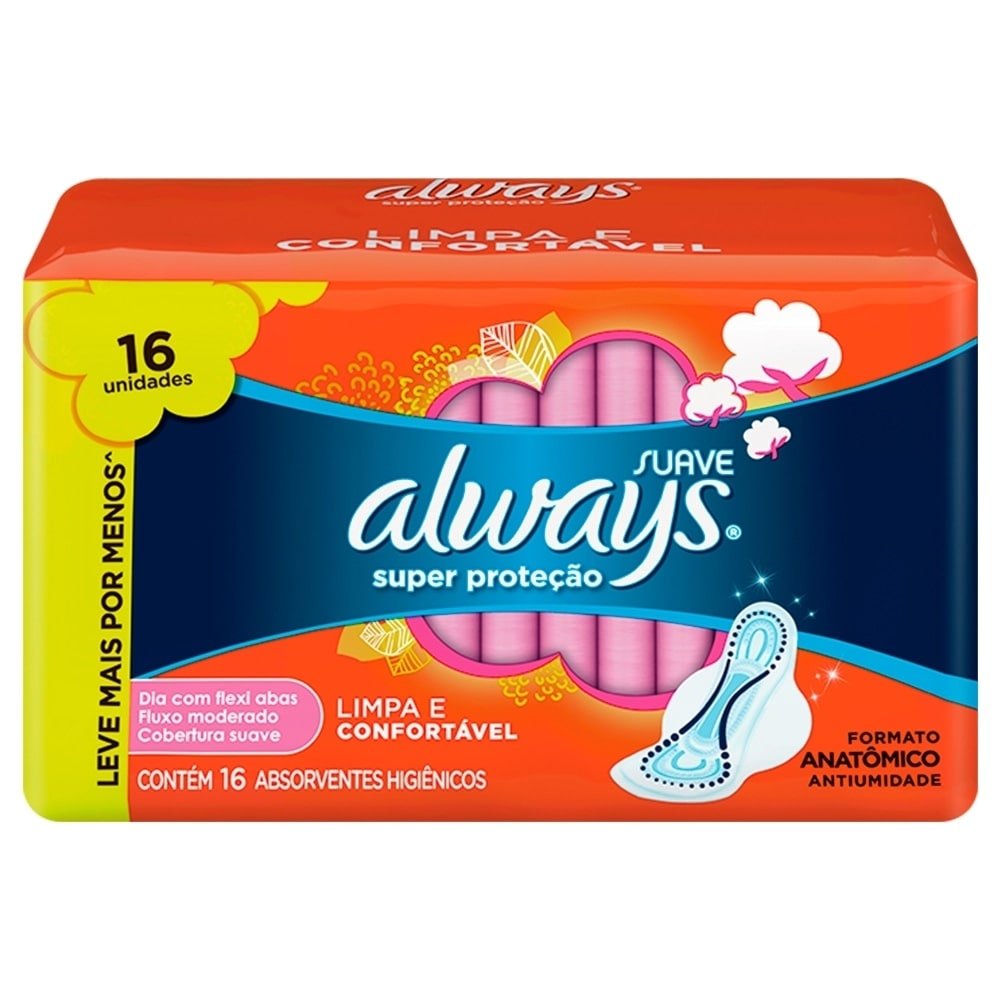 Absorvente Always Super Protecao Suave Com Abas 16X1 Leve Mais Por Menos
