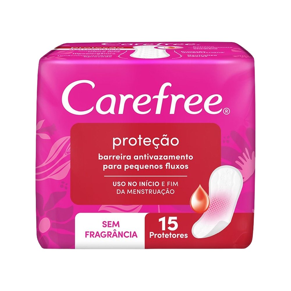 Absorvente Carefree Protetor Diário sem Perfume - Embalagem com 15 Unidades