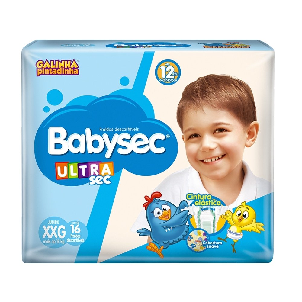 Fralda Descart vel Babysec Ultra Jumbo Galinha Pintadinha Tamanho XXG 