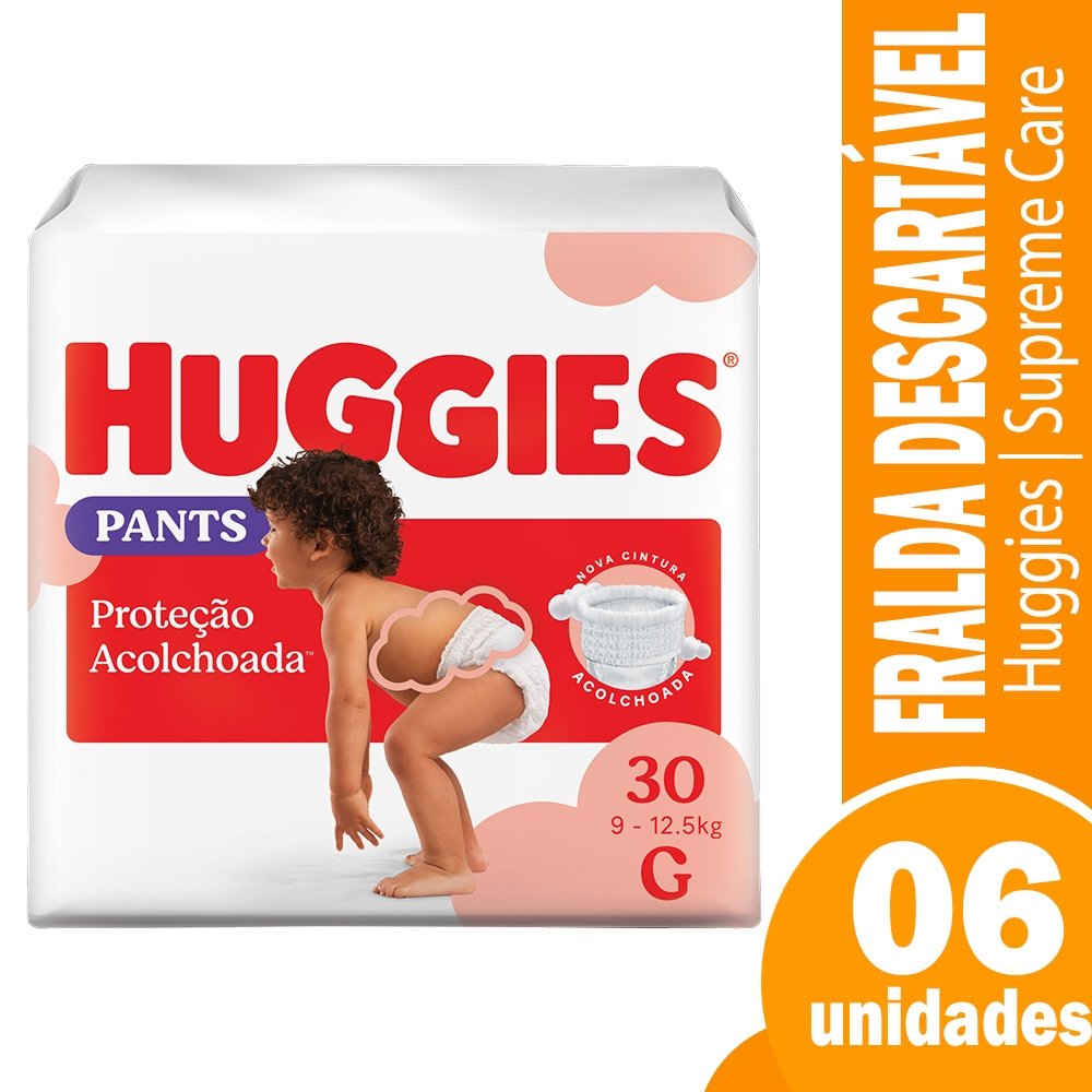 Fralda Descartável Huggies Disney Roupinha Supreme Tamanho G - 6 Pacotes com 30 Fraldas - Total 180 Tiras