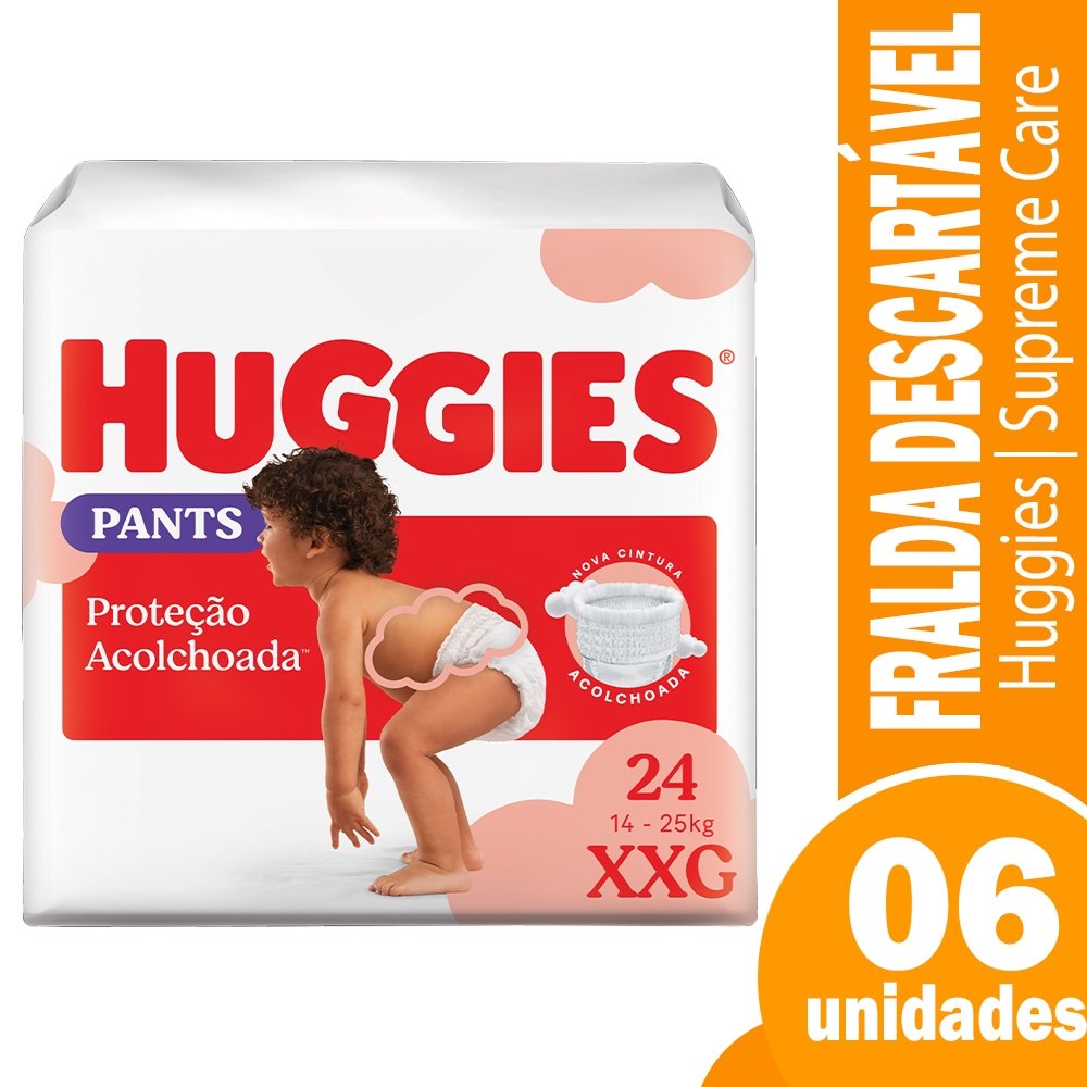 Fralda Descartável Huggies Disney Roupinha Supreme Tamanho XXG - 6 Pacotes com 24 Fraldas - Total 144 Tiras