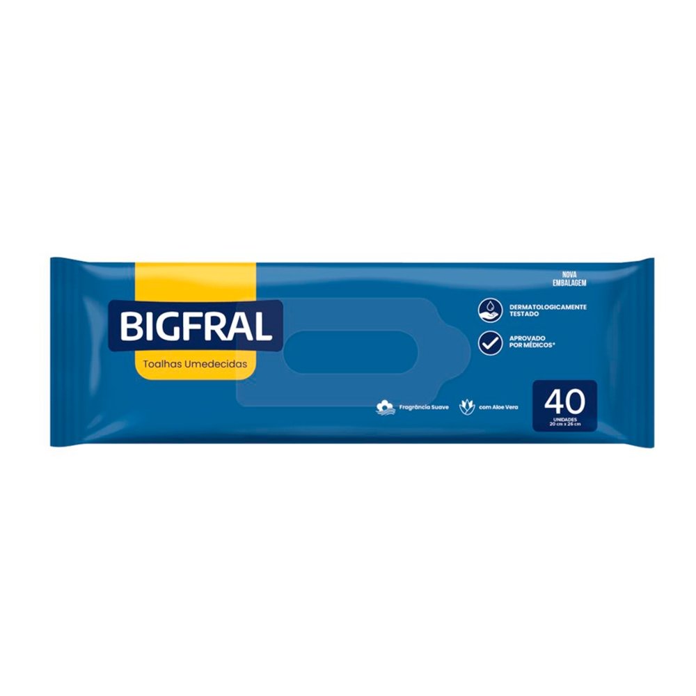 Toalhas Umedecidas Bigfral - Pacote com 40 Toalhas