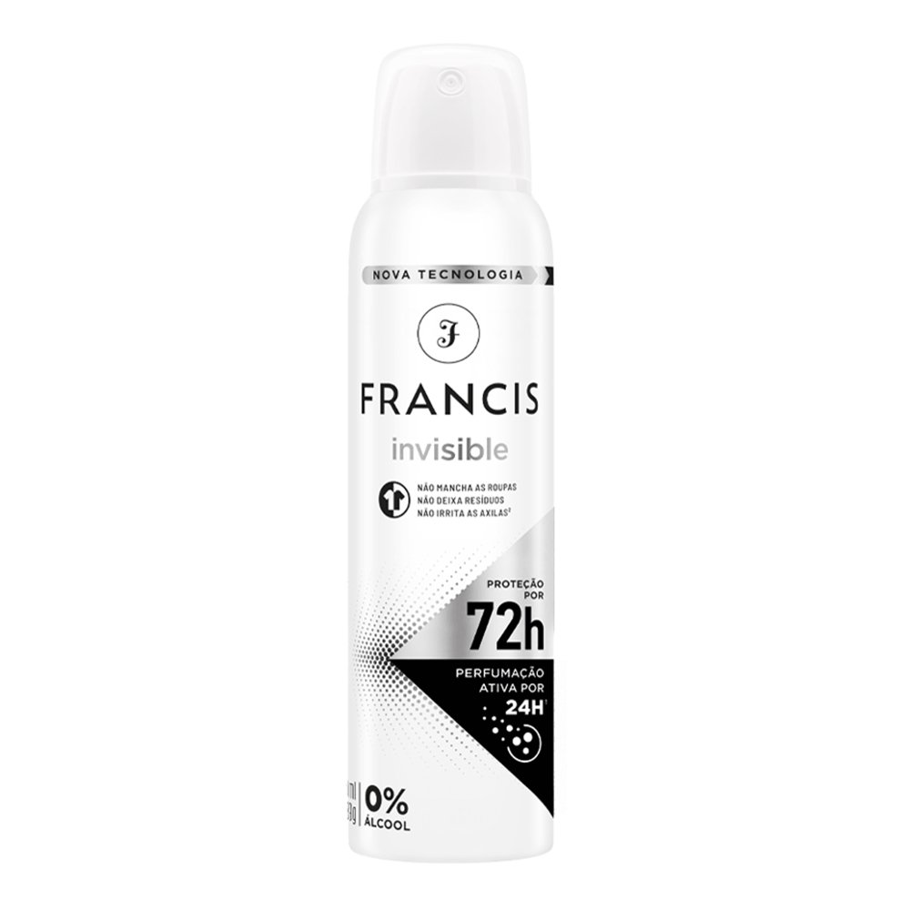 Desodorante Francis Aerosol Invisible Preto 150ml