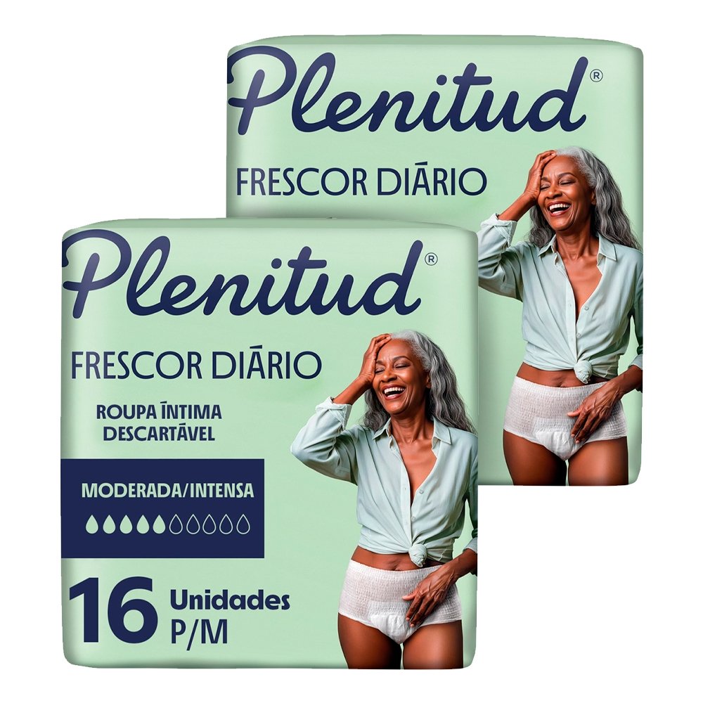 Roupa Íntima Plenitud Classic Intensa Tamanho P/M - 2 Embalagens com 16 Fraldas - Total 32 Tiras