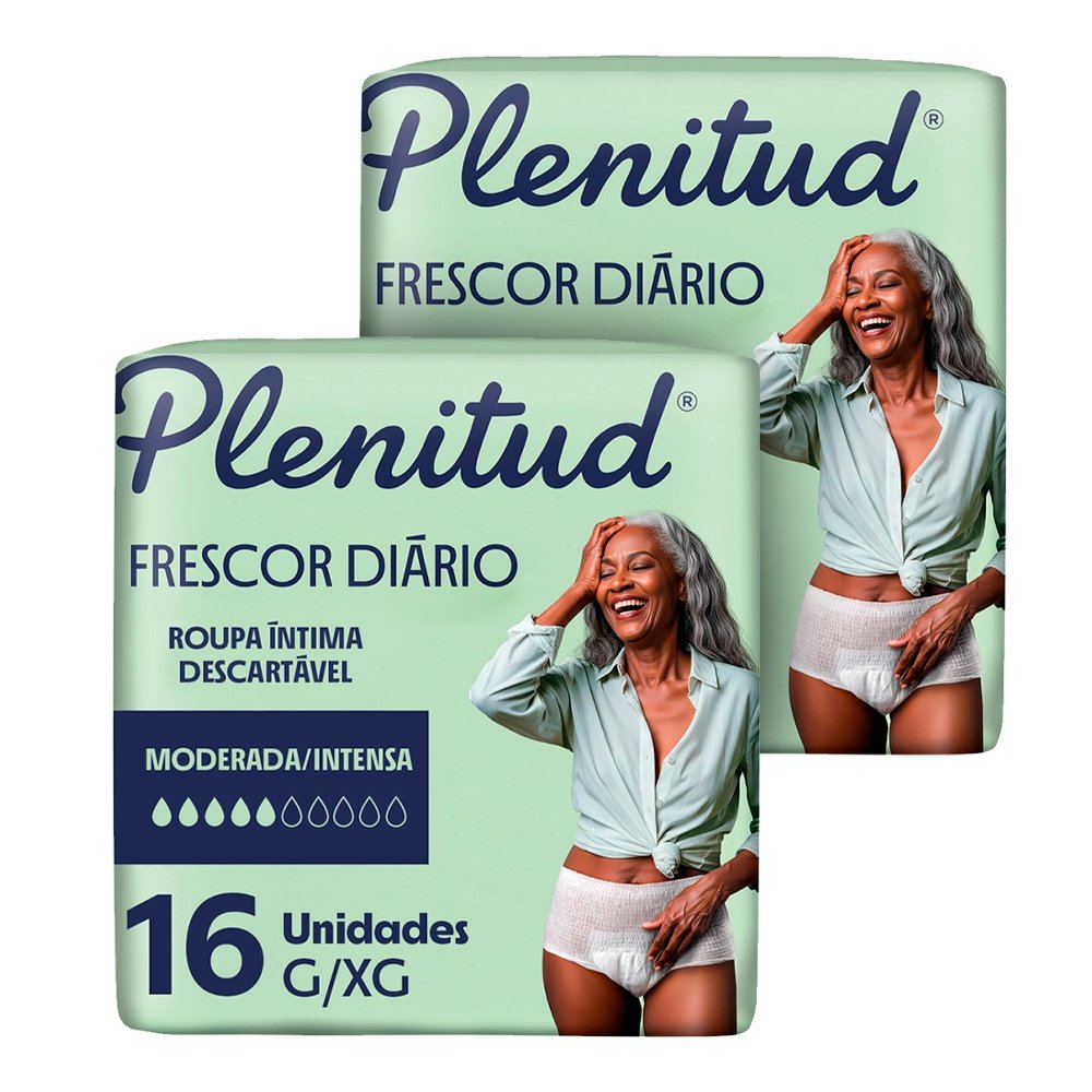 Roupa Íntima Geriátrica Plenitud Classic Intensa Tamanho G/XG - 2 Pacotes com 16 Fraldas - Total 32 Tiras