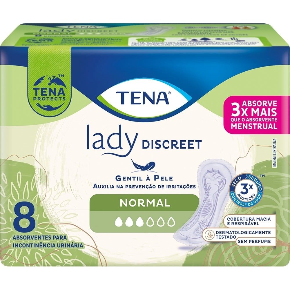 Absorvente Tena Geriátrico Lady Normal - Embalagem com 8 Unidades