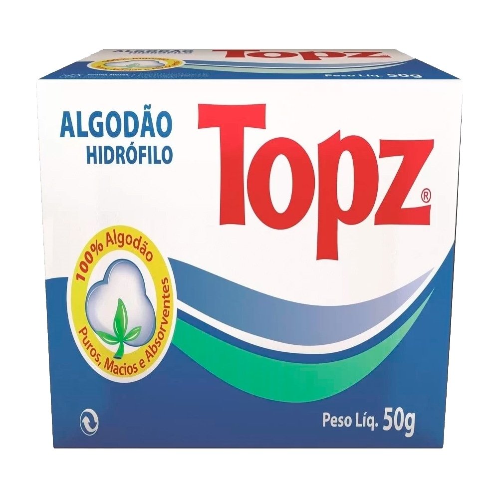 Algodão Hidrófilo Topz Rolo 50g Embalagem com 12 Unidades
