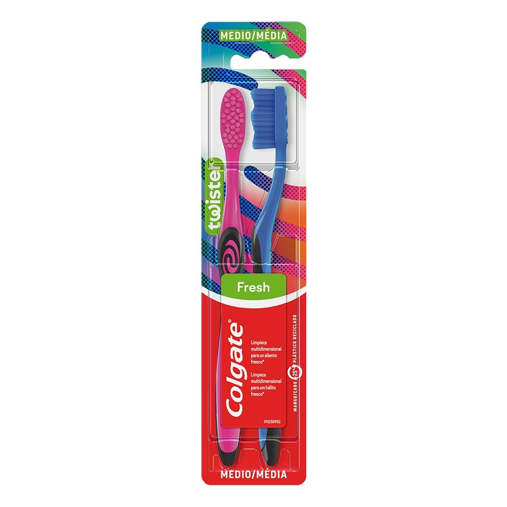 Escova Colgate Colors Média Sortido - Embalagem com 2 Unidades