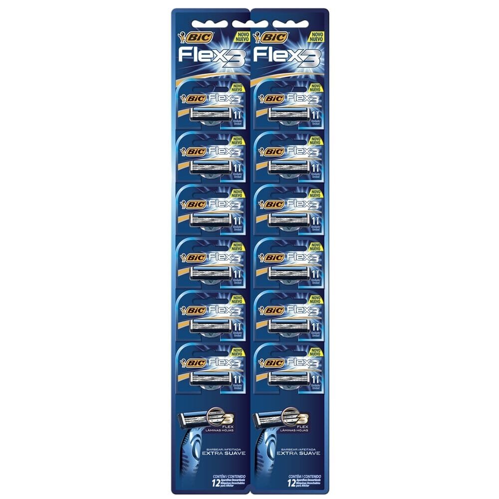Aparelho Bic Flex 3 Extra Suave - Embalagem com 12 Unidades