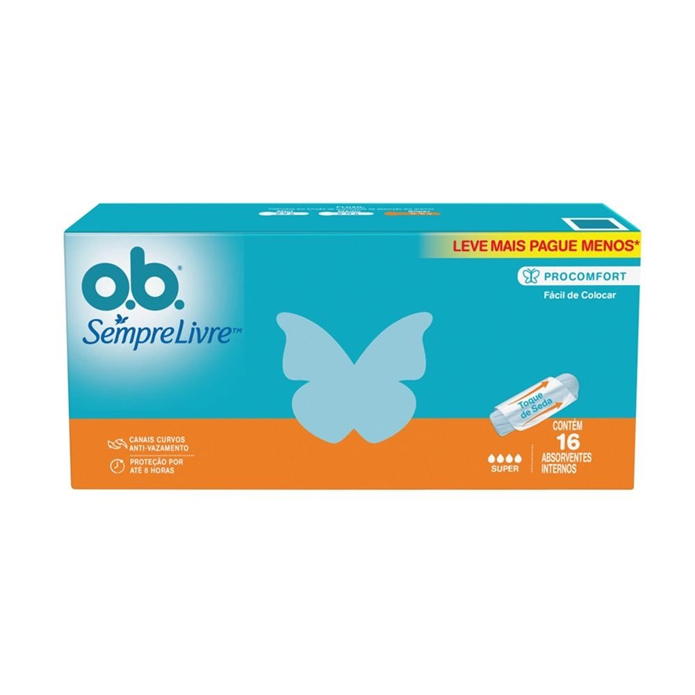 Absorvente Interno Sempre Livre OB Super Proconfort - Embalagem 16 Unidades