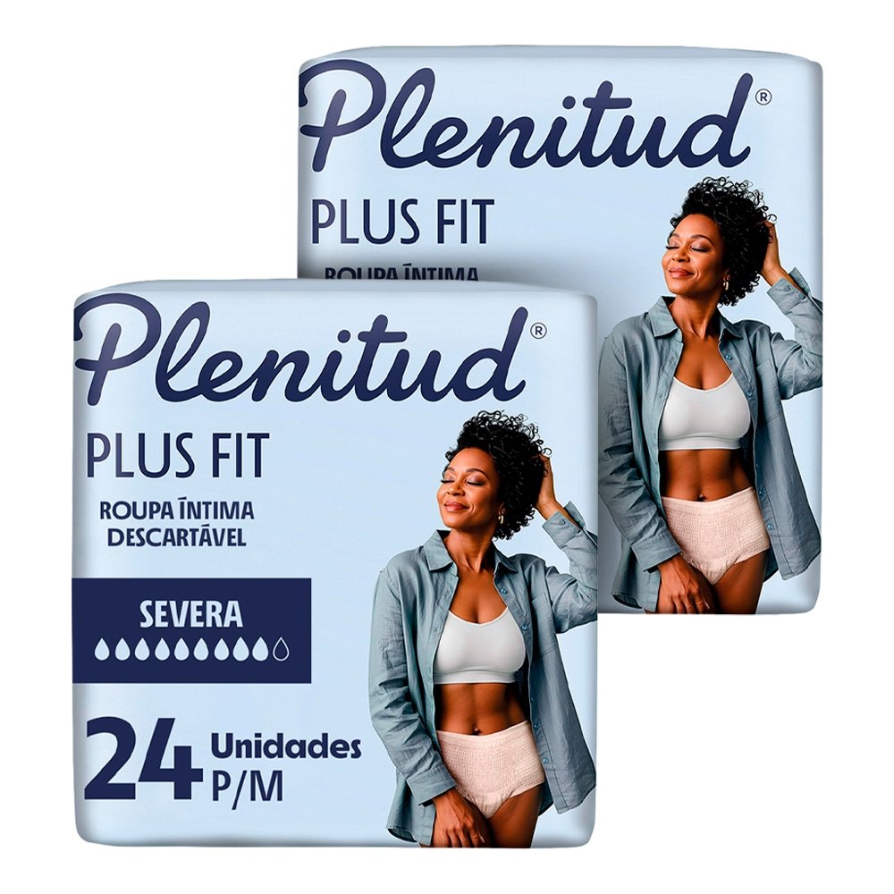 Roupa Íntima Plenitud Plus Tamanho P/M - 2 Pacotes com 24 Tiras - Total 48 Tiras